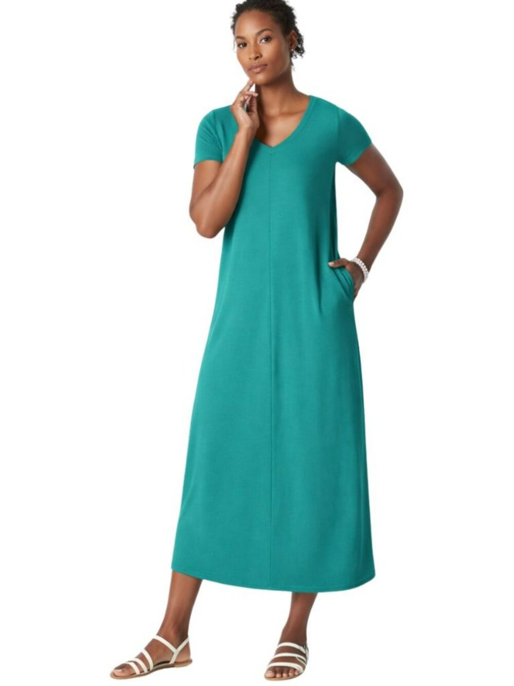 J. Jill Seamed Elliptical Knit Maxi Dress COLOR: Jade Size: M NWT